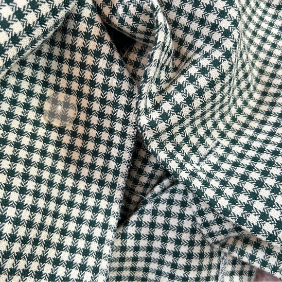 Vintage Green Cream Gingham Blazer Dress Double Breasted Size 10/12 Fall Office - Picture 8 of 12